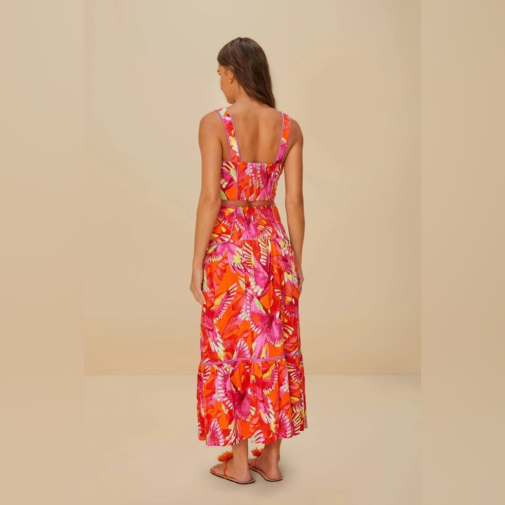 FARM RIO Orange Flying Birds Lenzing™ Ecovero™ Euroflax™ Skirt - Picture 4 of 5